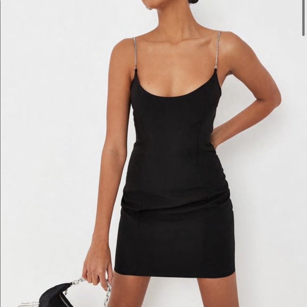 NWT Misguided Black Chain Strap Mini Dress